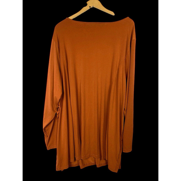 Susan Graver 5X Tunic Top Shirt Slinky Liquid Knit Burnt Orange Travel Comfort - Picture 4 of 6